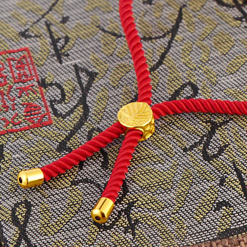 Золотой цвет креативный 3D твердый агат Pixiu плетеный браслет из красной веревки женские аксессуары ювелирные изделия