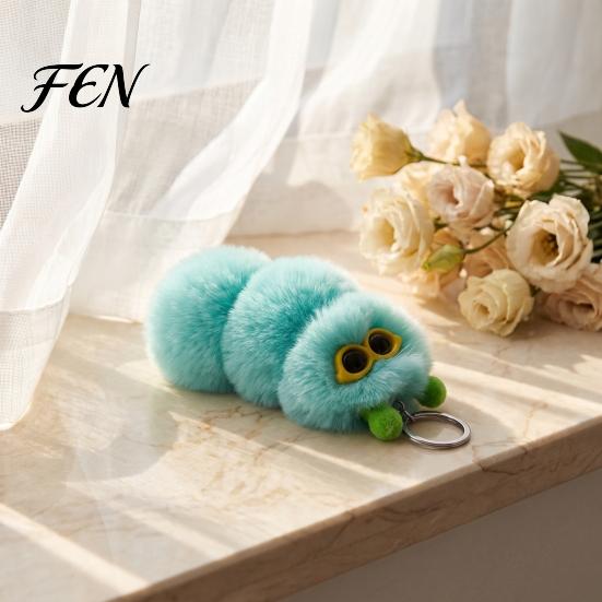 Soft Plush Keychain Sunglasses Caterpillar Keychain, Stuffed Keyring Pendant for Bags & Car Keys, Decorative Backpack Purse Accessory