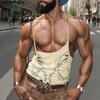 Men Sling Sleeveless Low Cut Print Tank Tops Camisole Undershirts