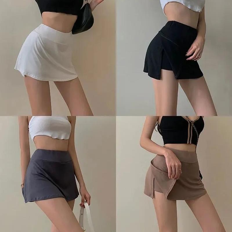 Теннисные юбки, женская облегающая сумка с высокой талией для девочек, короткая юбка на бедрах, летние спортивные брюки-кюлоты, мини-юбка трапециевидной формы с разрезом, юбки Y2K