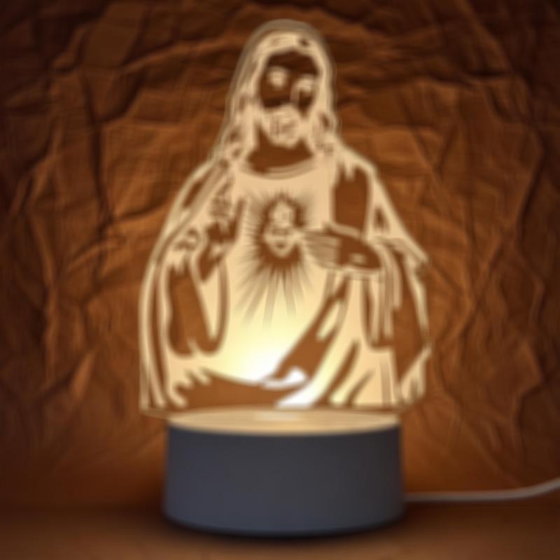 Святой Господь 3D светодиодный ночник: USB Сенсорная Прикроватная Лампа с Пультом Дистанционного Управления, Семицветный Дизайн Церкви