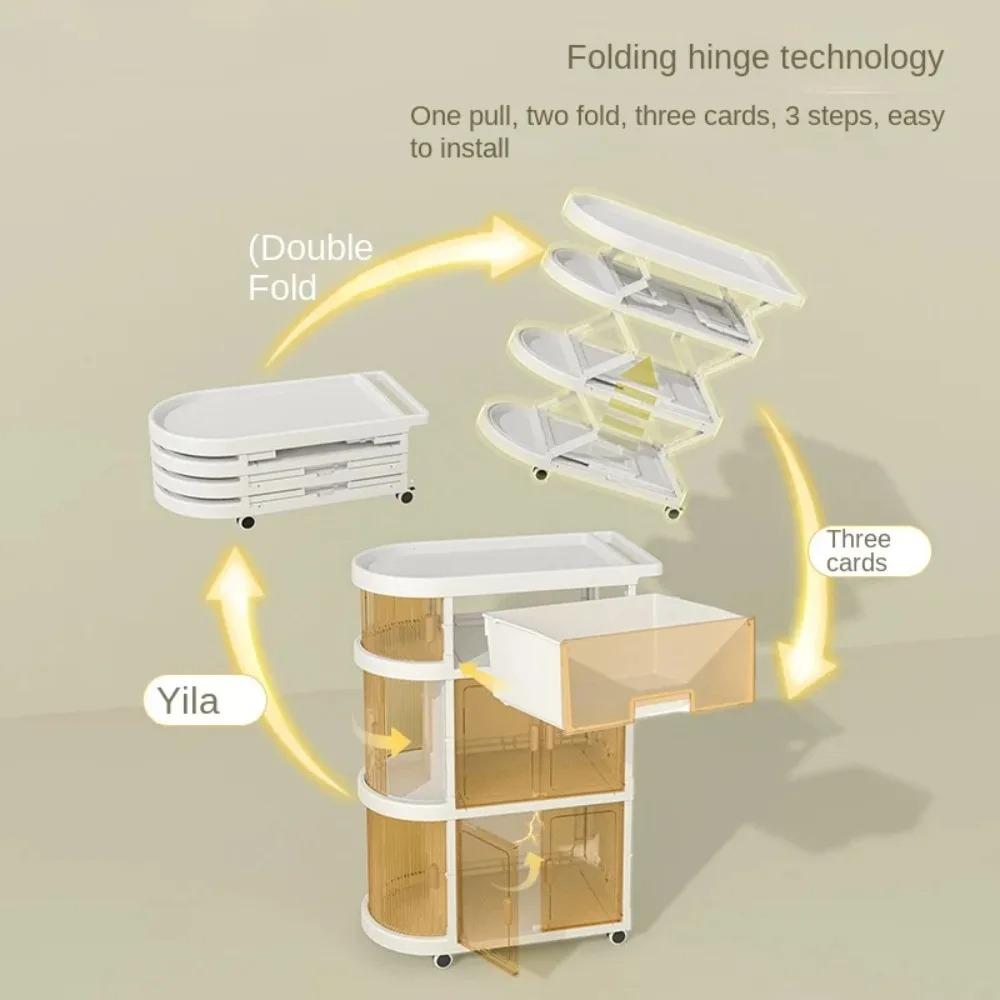Детская тележка для хранения из полипропилена, напольная, для спальни, дома, многоярусная, портативная, складная, для хранения товаров, полки