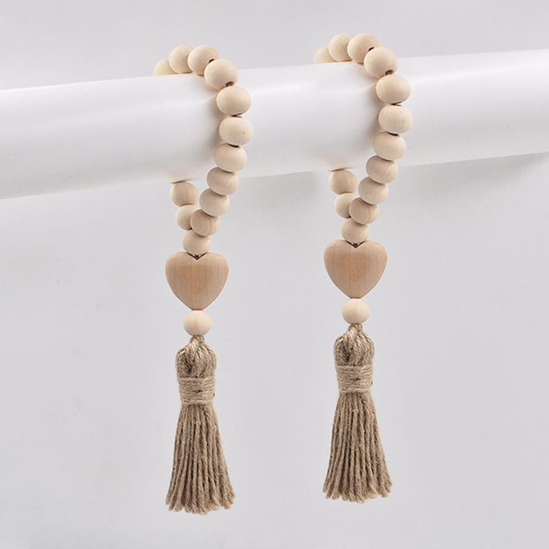 1 шт., цветная деревянная бусина для фермерского дома, настенная подвеска из пеньковой веревки с кисточками, бисер