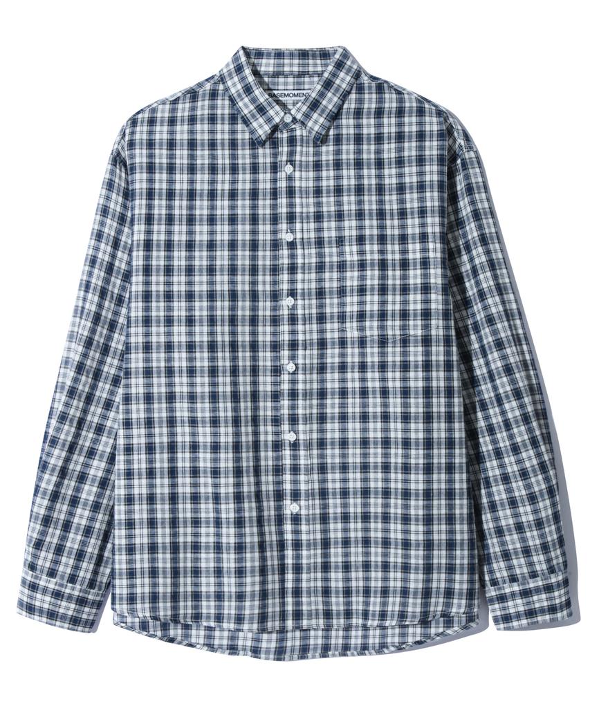 BASEMOMENT Square Check Shirt Teal Navy