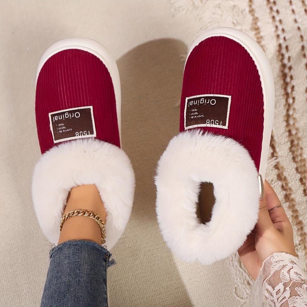 36-45 Уютные модные женские зимние сапоги с подкладкой - мягкие тапочки на толстой подошве с плюшевым ощущением уюта для тепла в помещении