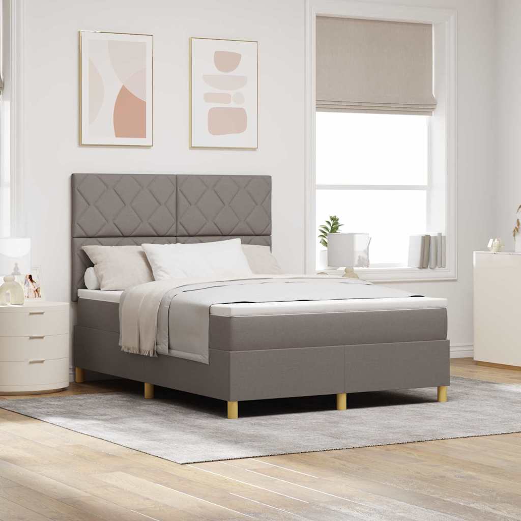 Boxspring Bed with Headboard Taupe 140 x 190 cm Fabric