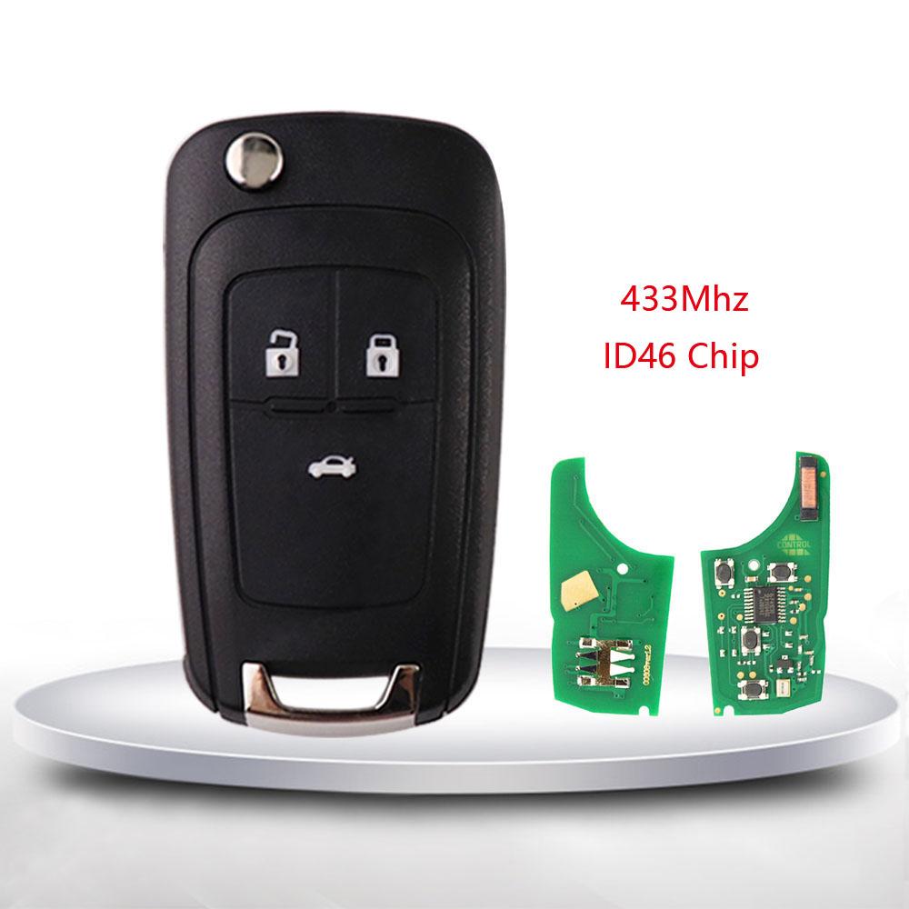 433 МГц 2 кнопки Пульт-ключ для Vauxhall Opel Astra J Corsa E Insignia Zafira C 2009-2015 Чип-транспондер ID46 315 МГц Складной Автомобиль