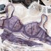 French Ultra Thin Lace Lingerie Sexy Love Embroidery Bra Set for Women Underwear Summer Breathable Plus Size CD Cup Brassiere