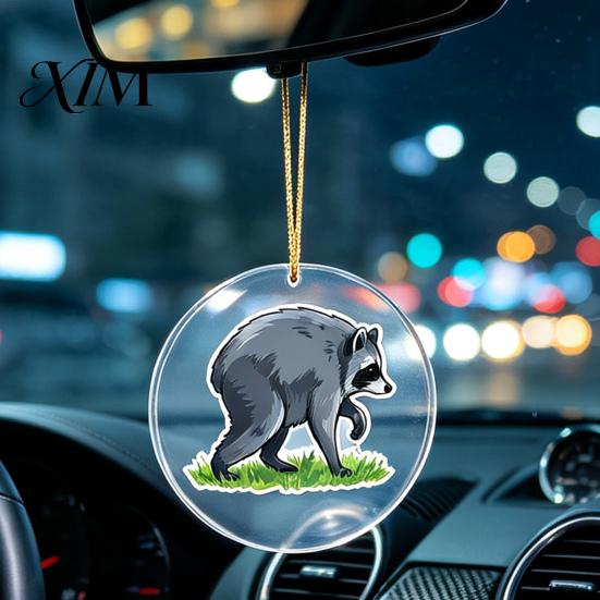 Durable Bag Decoration Cute Acrylic Raccoon Pendant, 2D Flat Forest Animal Charm, Double Keychain Sided Hanging Accessory, Gifts for Lovers,