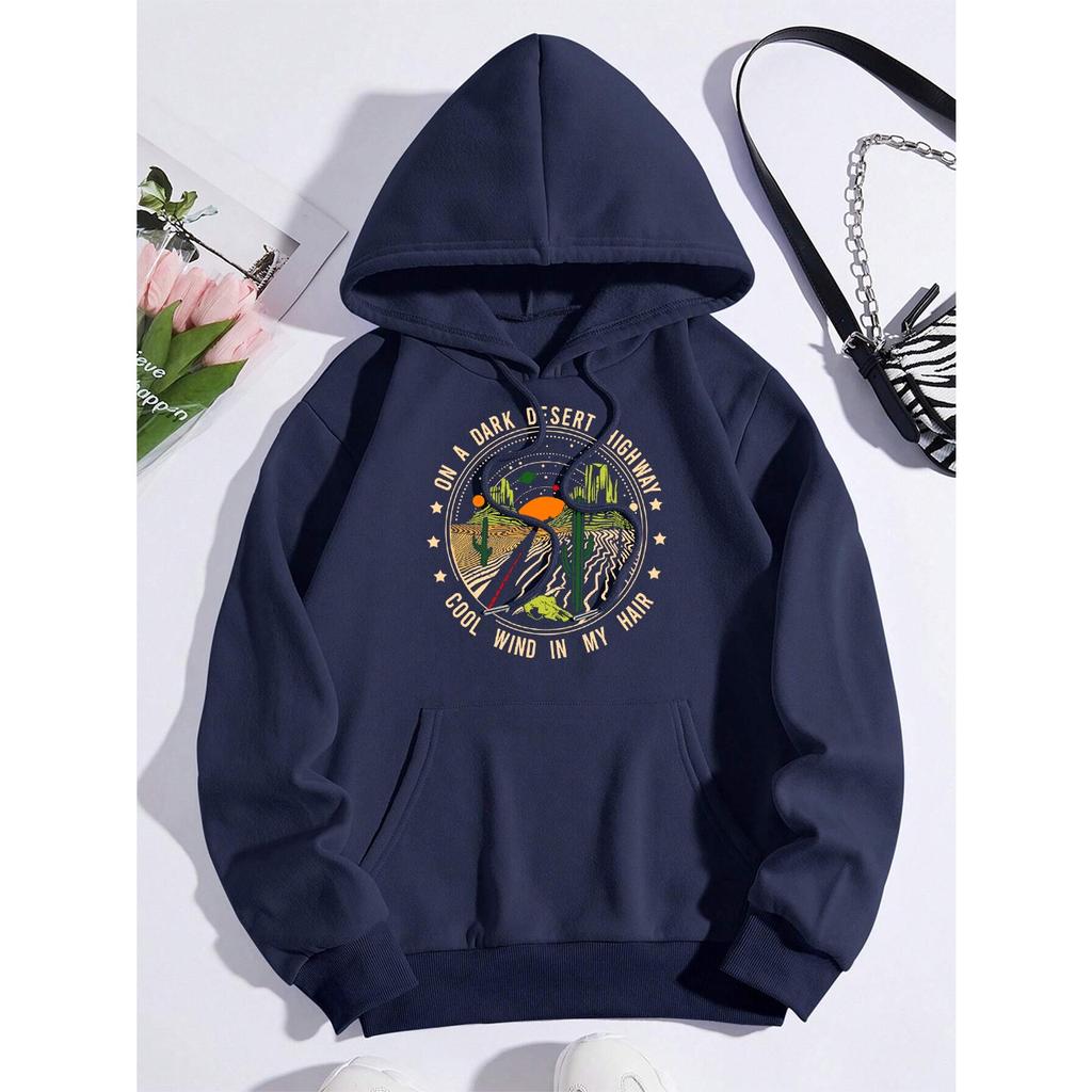 On A Dark Desert High Way Cool Wind In My Hair Men Women Hoody Fleece Sweatshirt Clothes Oversized Couple Clothes