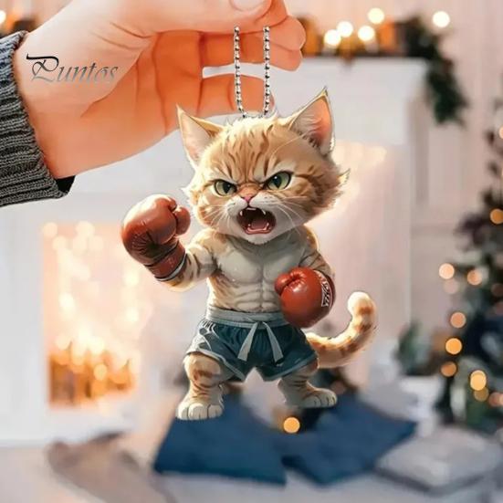 Акриловый кулон в виде кошки с ремешком, симпатичный маленький автомобильный кулон в виде кошки, подвесное украшение для зеркала автомобиля, окон, сумок, ключей