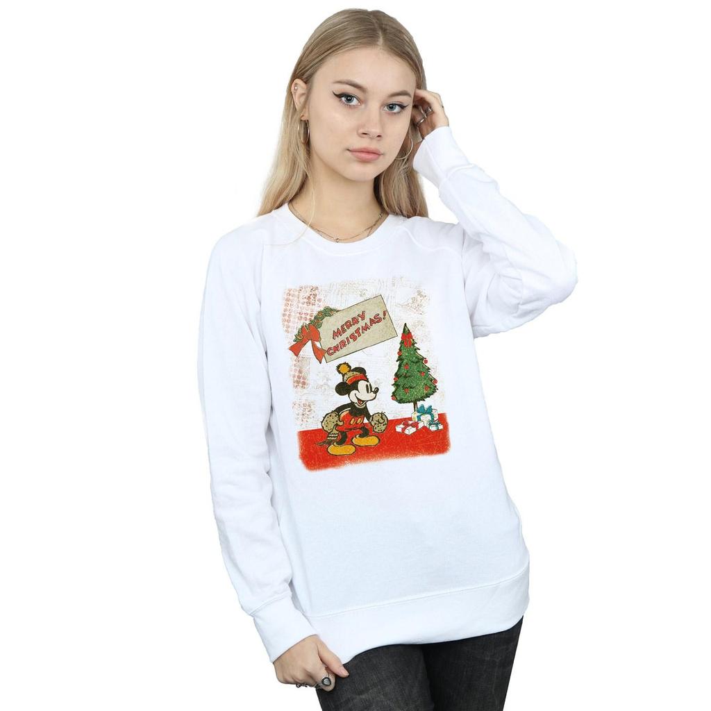 Disney Womens/Ladies Mickey Mouse Vintage Christmas Sweatshirt