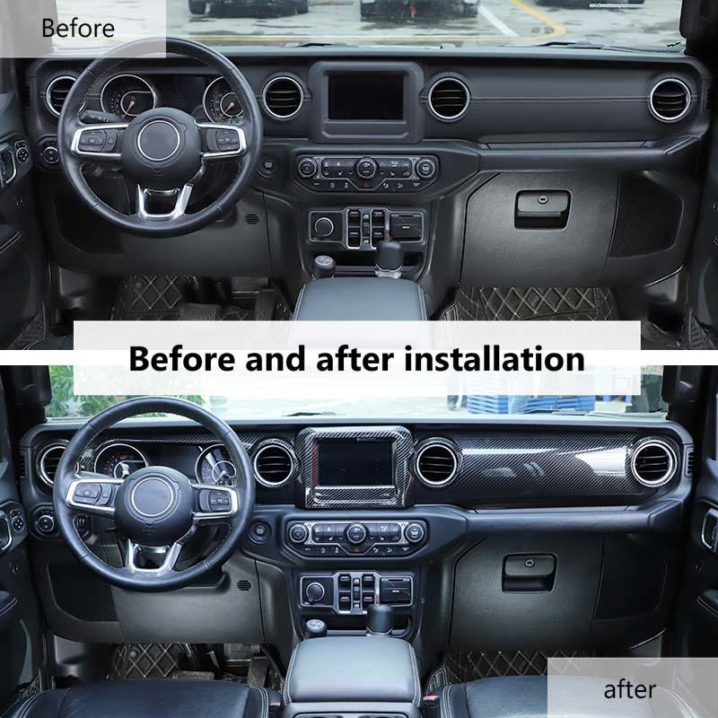 Center Console Panel  Navigation Decoration Cover Sticker For Jeep Wrangler JL For JT Gladiator 2018 Up Car Interior Accessoriess