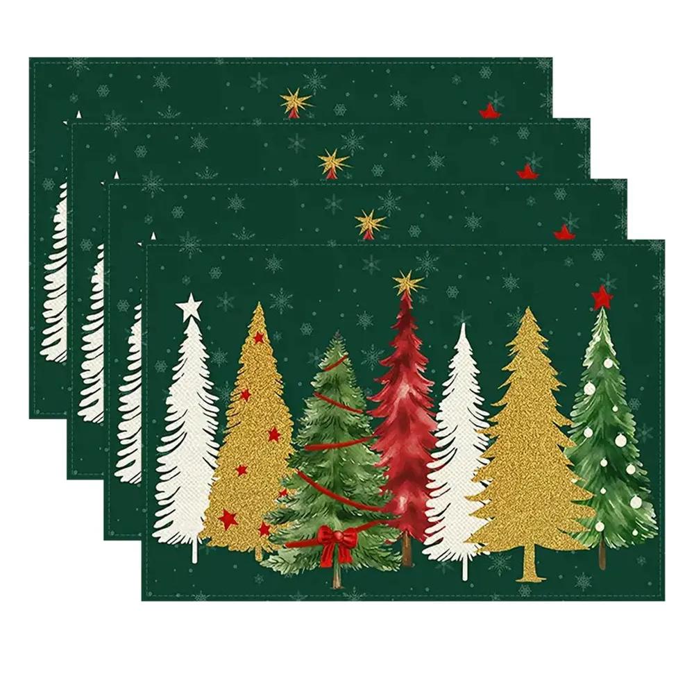 Festive Linen Table Mat Set 30x45cm, 4pcs