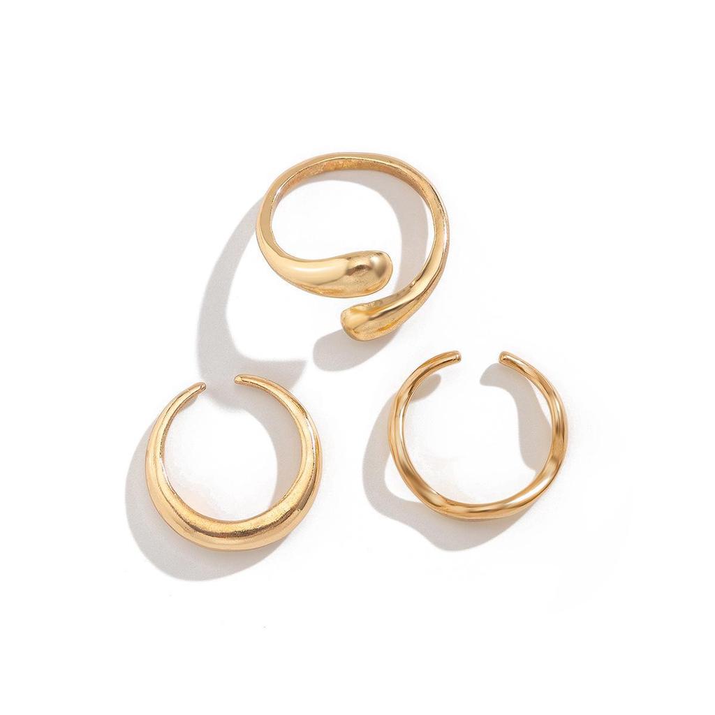 Современный европейский и американский геометрический металлический набор колец с неровными дугами