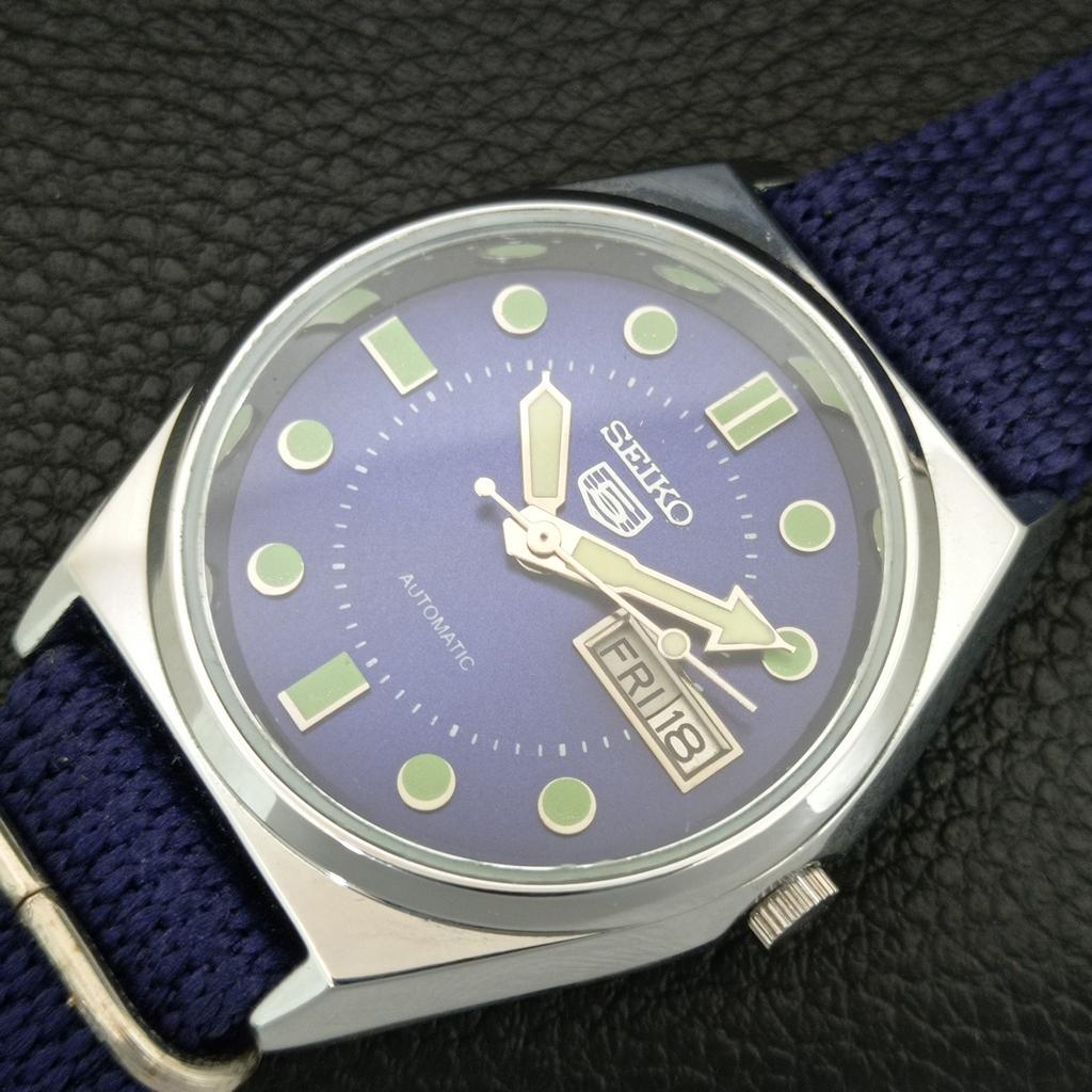 ВИНТАЖНЫЕ ОТРЕМОНТИРОВАННЫЕ МУЖСКИЕ АВТОМАТИЧЕСКИЕ ЧАСЫ SEIKO 5 6309A ЯПОНИЯ СИНЕГО ЦВЕТА a444489-1