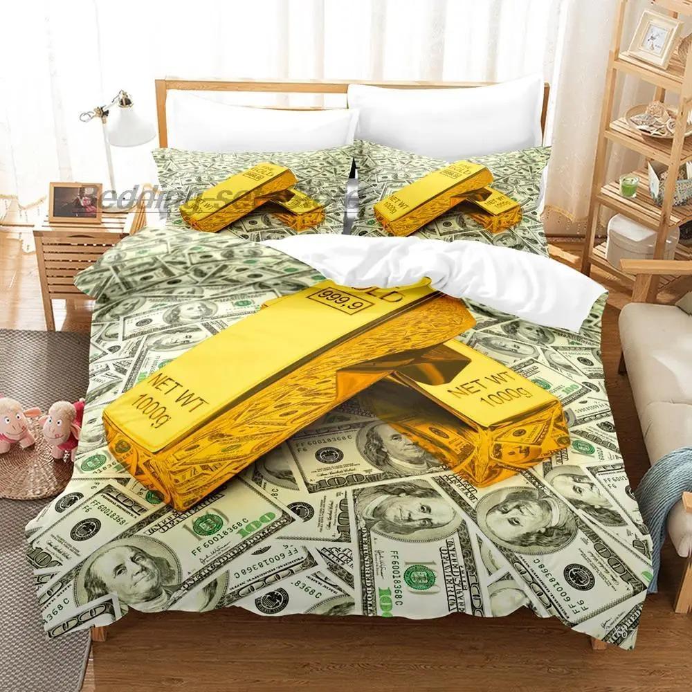 Коллекция постельного белья Dollar Односпальный Полуторный Двуспальный Queen King Размерная сетка кроватей Взрослая Детская Спальня Пододеяльники Коллекции 3D Печать Деньги Комплект постельного белья