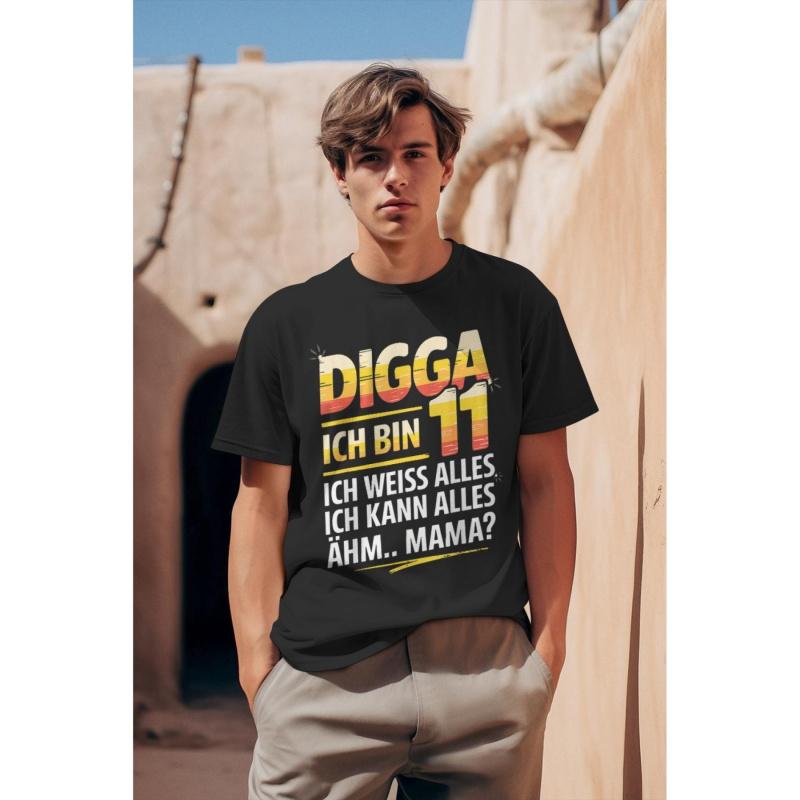 11th Birthday Funny Gift T-Shirt - DIGGA Graphic Print | Black, 180g, Casual Crew Neck, Regular Fit, All-Season Wear, Perfect for Celebrations &