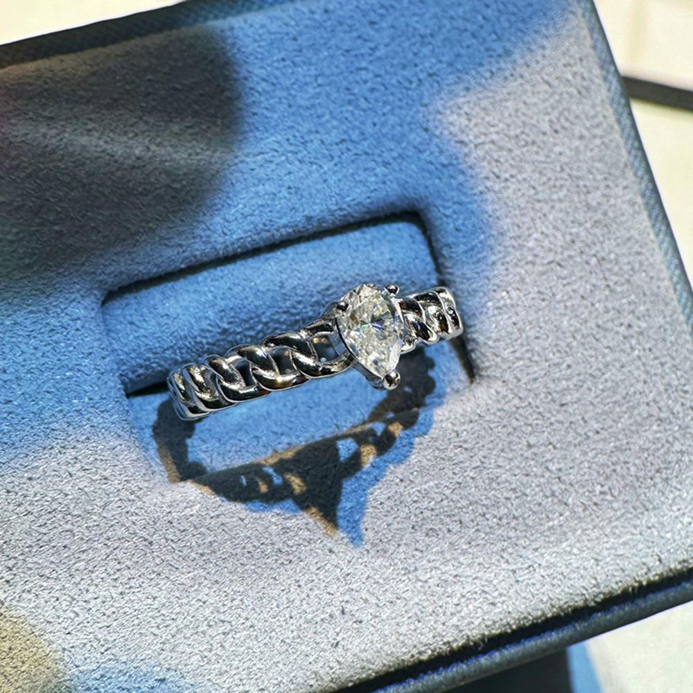 Vinregem 100% стерлингового серебра 925 пробы, 3EX VVS1 D, цвет грушевидной огранки, 4*6 мм, 0,5 карата, настоящее кольцо с муассанитом и бриллиантами для женщин, свадебная вечеринка, ювелирные изделия, подарки