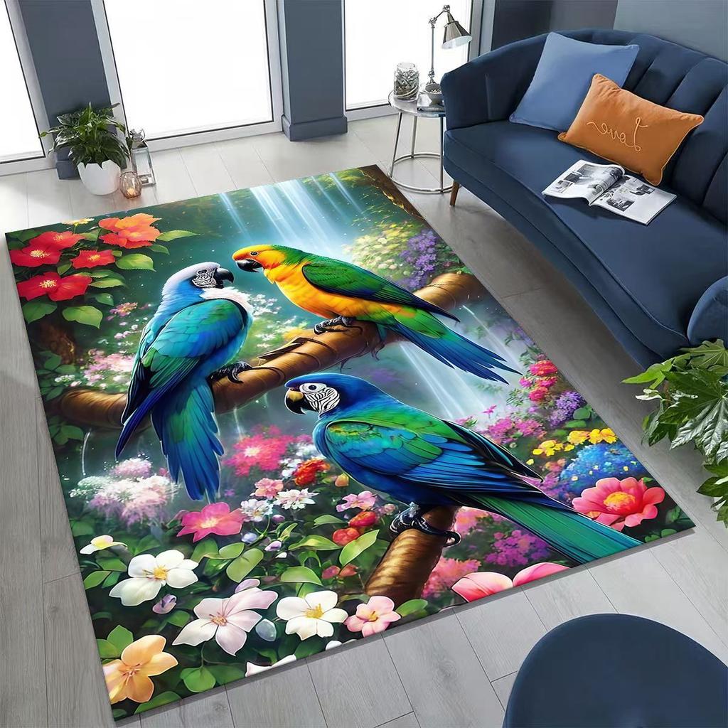 Красочный тропический попугай ара, натуральное искусство птиц, ковер для спальни, гостиной, дивана, домашний коврик для двери, декор, большой нескользящий коврик для пола