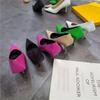 European And American Style Sexy Pointy High Heels For Women 2025 Fall Heel Network Red Green Single Shoes