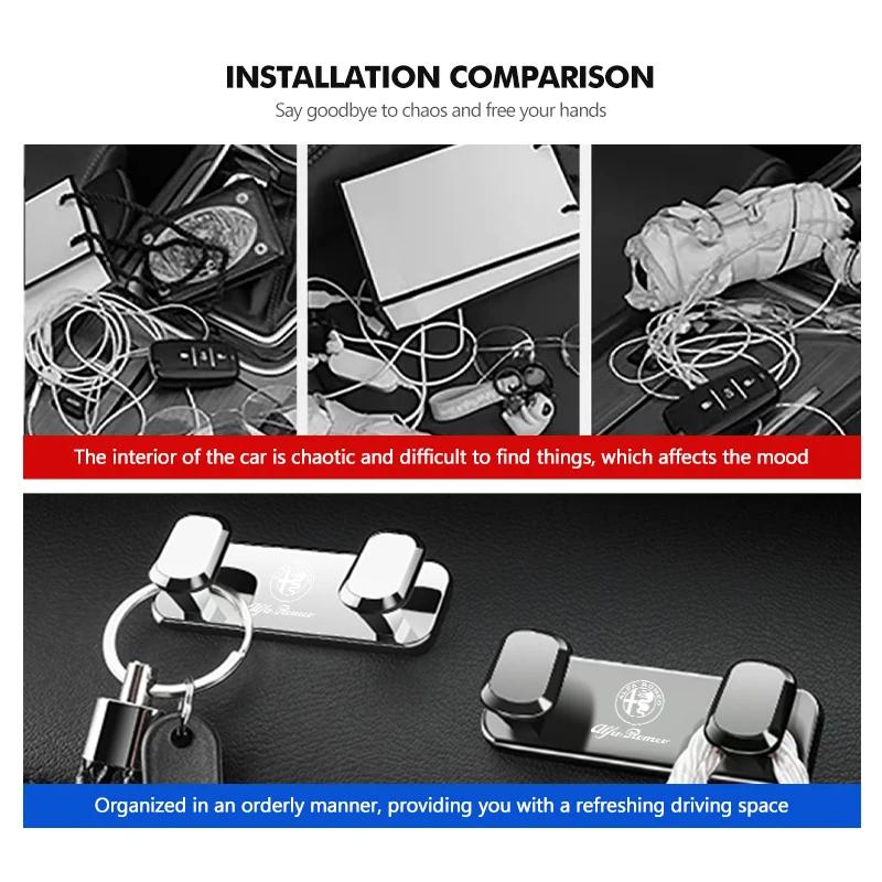 Car Stickers For Alfa Romeo Multi-functional Car Logo Self Adhesive Hook Key Storage Holder Fasten Holder Accessories For Alfa R