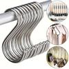 Stainless Steel S Hooks Heavy Duty Multi-Purpose S Shaped Hooks for Kitchen Utensils, Closet Clothes Bathroom Towels Workshop Tools, 3 Sizes Available
