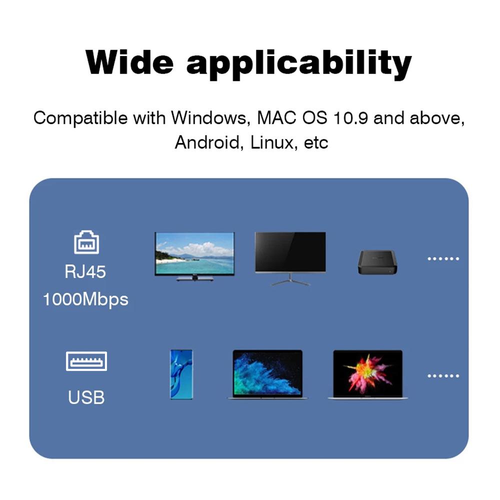 USB/USB-C 1000Mbps Ethernet Lan Adapter 3 port USB3.0 Hub Docking Station Type C USB to RJ45 Gigabit Network Card For MacBook PC 3