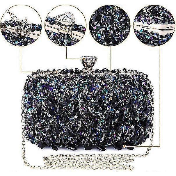 Women Wedding Clutch Rhinestone Bling Sequin Evening Bags Vintage Crystal Beaded Cocktail Party Party Purse