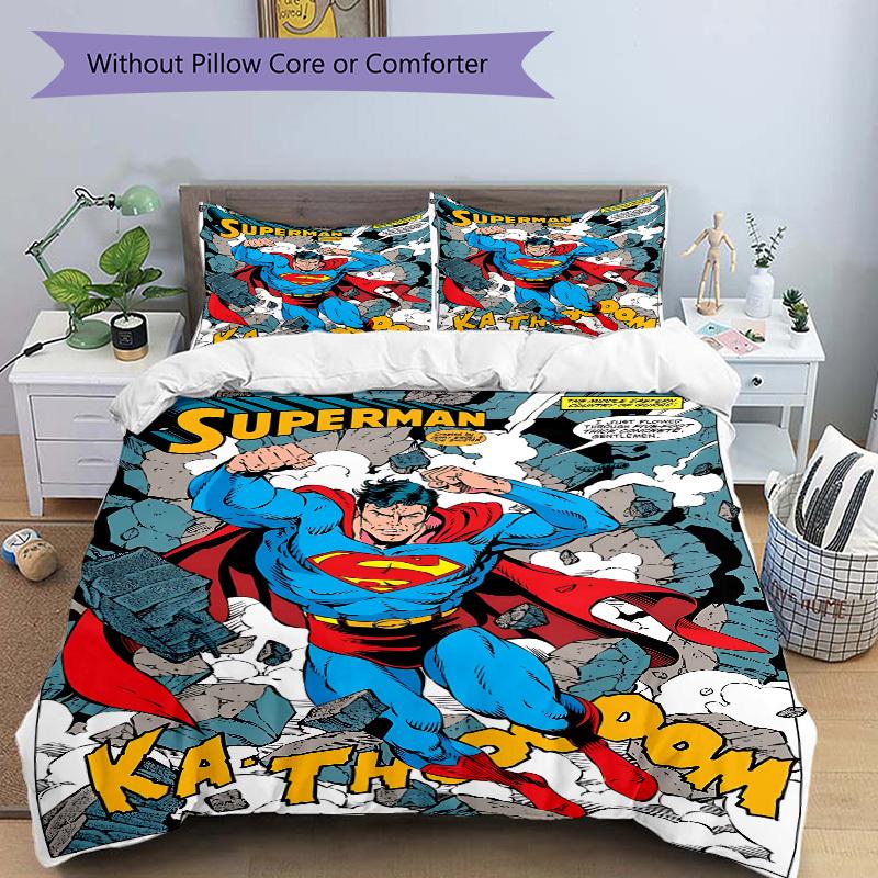 3pcs Superman Duvet Cover Set (1 Duvet Cover + 2 Pillowcases, No Core) - Comfortable, And Breathable Bedroom Decoration yy251104012