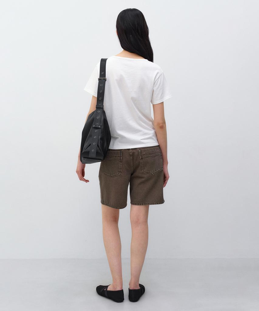 INSILENCE WOMEN Raw Bermuda Pants Brown