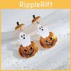 Pumpkin Ghostly Chic Earrings With Intricate Rhinestone Detailing Ideal For Halloween Fashionistas