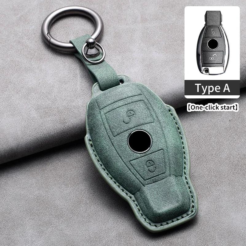 Car Key Cover for Mercedes Benz A C E S G Class GLC CLE CLA W177 W205 W213 W222 X167 AMG Leather Car Key Protective Cover