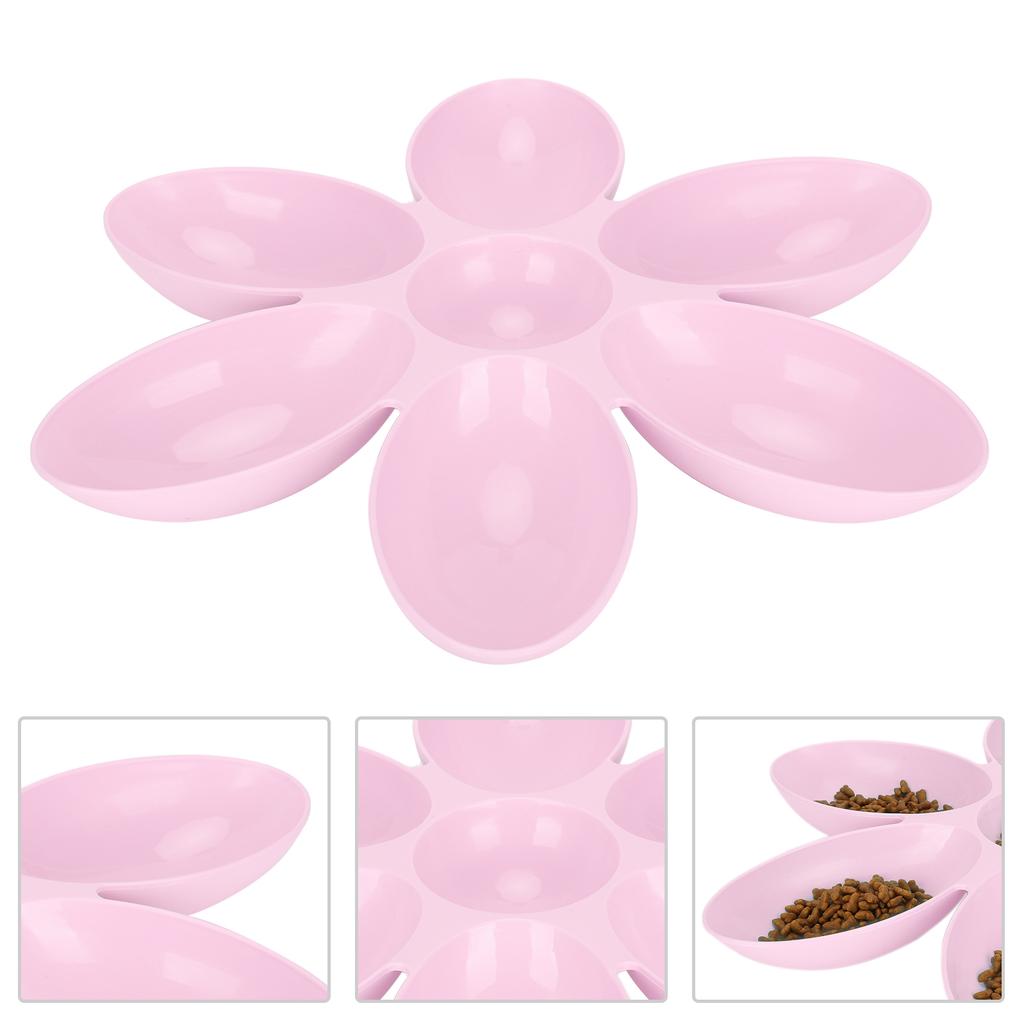 Cat Bowls FoodGrade Flower Petals Shaped 6 Grids Pet Feeding Bowl for Food and Water