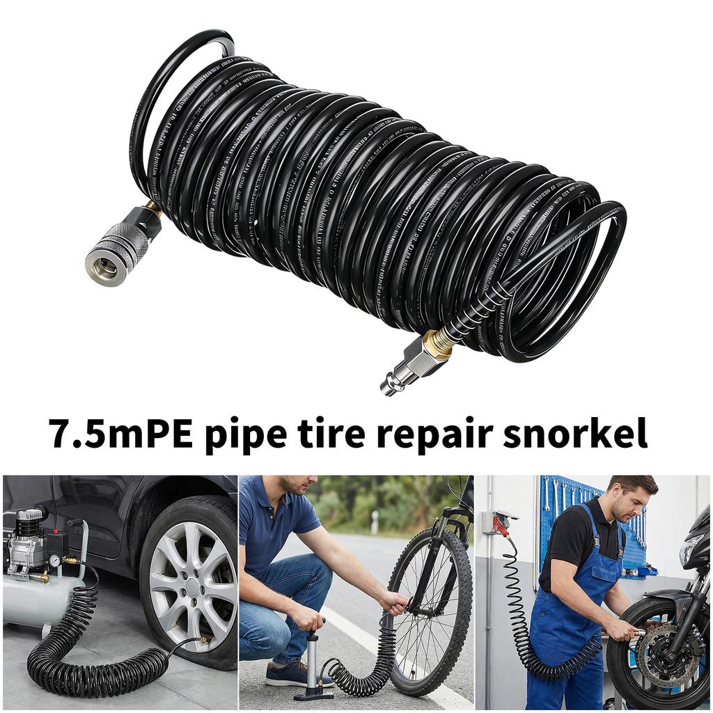 Pneumatic Tubing Quick Coupling Pipe Pneumatic Tool Part Coiled Flexible Air Hose Air Compressor Hose 7.5m Tubing