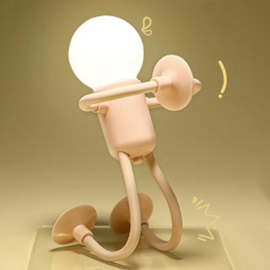 LED Bedside Lamp Changeable Shape Funny Night Light with Suction Cup Soft Glow DIY Shape Cute Light Bulb Man Mini Night