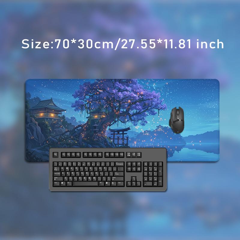 Mouse Pad Blue Moonlit Cherry Blossom Gamer XL Large New HD Computer Mousepad XXL Desk Mats Non-Slip Computer Mouse Mats