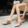 2024 Spring/Summer New Baotou Slippers for Women Wearing Riveted Pointed Thin Heel High Heel Shoes and Sandals for Women Sexy