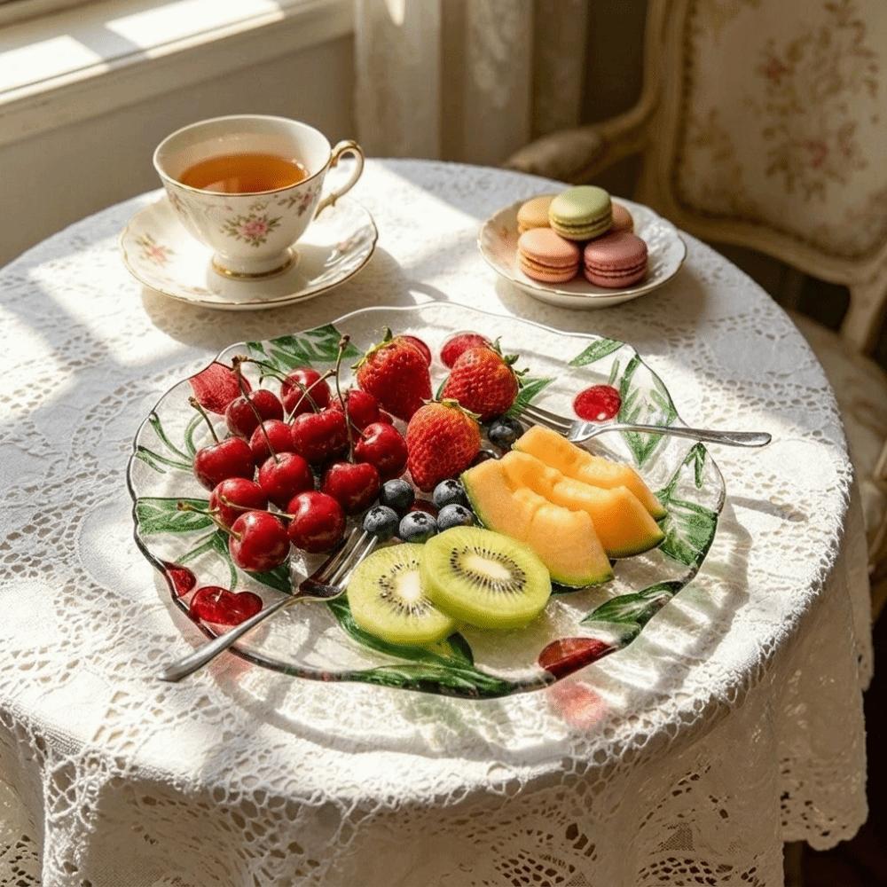 Safe Fruit Plate Lemon Pattern Dinner Plate Multi-purpose Shallow Plate Picnic