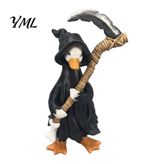 Funny Holiday Crafts Halloween Figurines Table Decor, Cute Ghost Duck Ornament, Resin Statue Festive Window Displays Figurine for Centerpiece