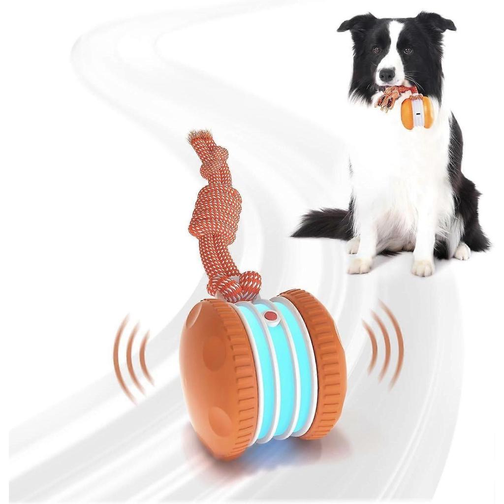 Interactive Dog Toys, Random Path Electric Automatic Moving and Rolling Dogs Toy with Rope for Small Medium Large Dogs, Motion-Activated Dog Stimulati