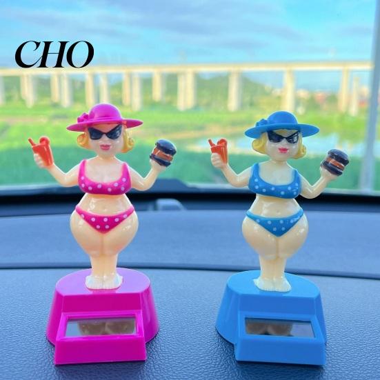 Relaxing Driving Toy Solar Car Dashboard Decoration, Cute Beach Girl Swing Eco-friendly Ornament Ornament, Couple Style Dancing Figure for Vehicle