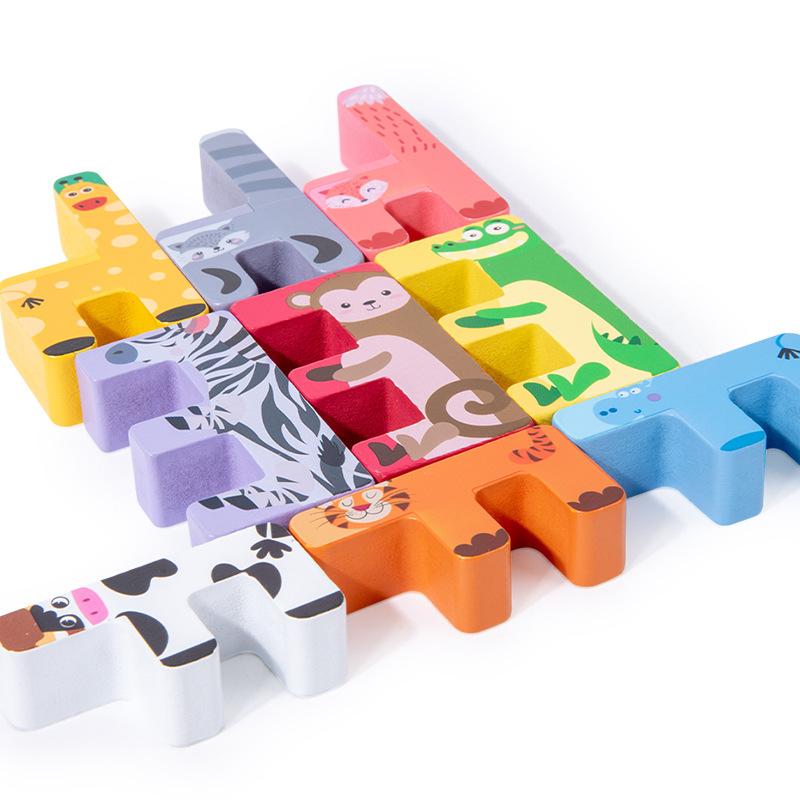 Детские творческие строительные блоки с животными, детские деревянные развивающие конструкторы для раннего образования, радость баланса, штабелируемые игрушки с высоким штабелированием