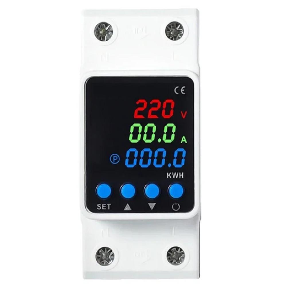 2P 63A Adjustable Over Under Voltage Protector Digital Display Auto Reclosing Circuit Breaker For DIN Rail Home School Dorm