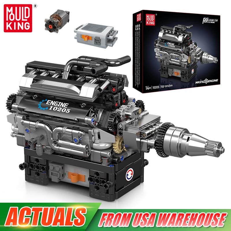 Mould King 10205 Роскошный автомобиль RR с двигателем V12, конструктор, сборная модель, набор кирпичиков, технические игрушки-машинки, Рождественский подарок для детей