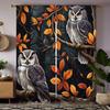 2 Pieces with HD Maple Tree Owl Decorative Curtain Black Tie Digital Printed Curtain Home Decoration Style Decoration Living Roo