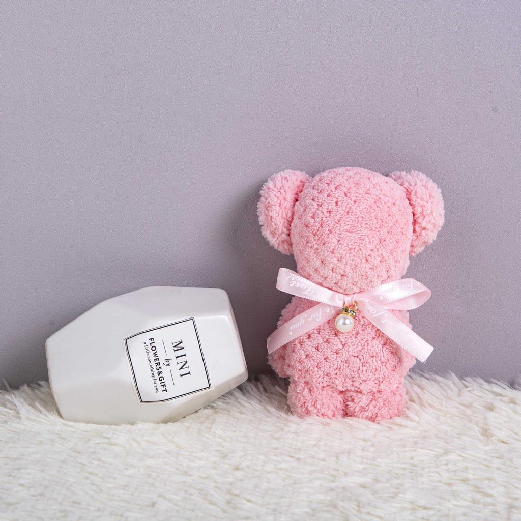 1 шт., милое коралловое бархатное полотенце с изображением медведя, квадратное полотенце для праздника, дня рождения, свадьбы, дня Святого Валентина, сувенир, подарок, бытовая тряпка для мытья посуды