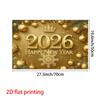 2D Gold 2026 Happy New Year Banner Backdrop Christmas Ornament New Year Eve Party Decor Background