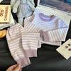 300 г Детский полосатый термокомплект: Плотный хлопковый комплект (верх и низ) для мальчиков и девочек, осенне-зимняя домашняя одежда.