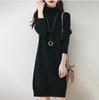Cross2025 A/W Mid-Length High Neck Woolen Knit Dress Pullover for Women
